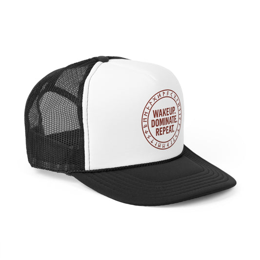 WAKEUP. DOMINATE. REPEAT. – Rune Sigil Trucker Hat