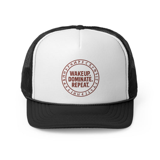 WAKEUP. DOMINATE. REPEAT. – Rune Sigil Trucker Hat